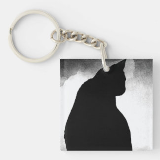 Zwarte kat silhouet acryl Sleutelhanger