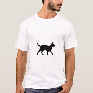 Zwarte kat silhouet lopend t-shirt