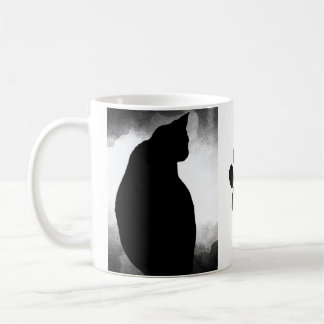 Zwarte kat silhouet met poot koffiemok