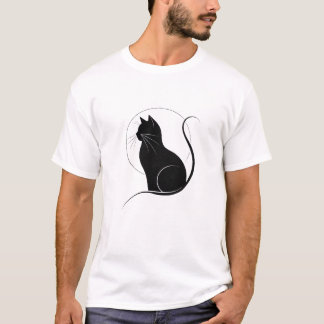 Zwarte kat silhouet minimalistische print T-shirt