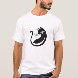 Zwarte kat silhouet minimalistische print T-shirt