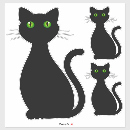 Zwarte kat silhouet ogen sticker (Vel)