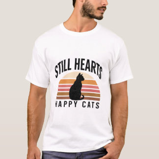 Zwarte kat silhouet ontwerp met pootafdruk t-shirt