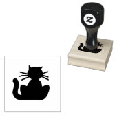 Zwarte kat silhouet rubberen stempel (Gestempeld)
