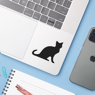 Zwarte kat silhouet vinyl sticker