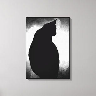 Zwarte kat Silhouette Canvas 15x21 aanpassen Afdruk