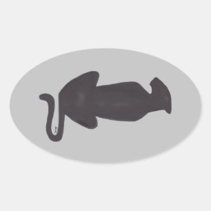 Zwarte kat Silhouette oval sticker