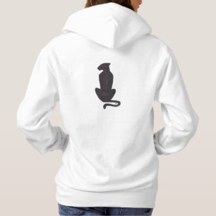 Zwarte kat Silhouette vrouwen witte hoodie