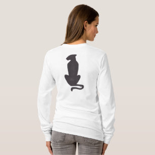 Zwarte kat Silhouette vrouwen witte lange mouw shi T-shirt