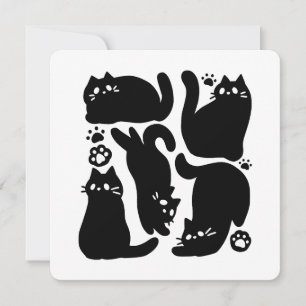 Zwarte Kat Silhouetten - Mooie Kattendesign Feestdagenkaart