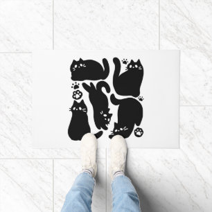 Zwarte kat silhouetten - Schattige katachtige ontw Deurmat