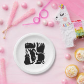 Zwarte kat silhouetten - Schattige katachtige ontw Papieren Bordje (Feest)