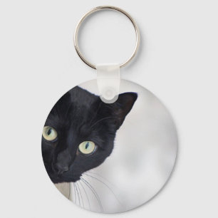 Zwarte kat sleutelhanger