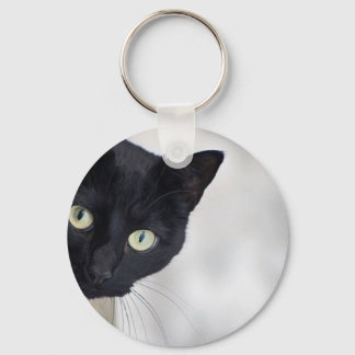 Zwarte kat sleutelhanger
