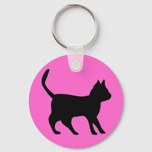 Zwarte kat sleutelhanger