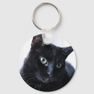 Zwarte kat sleutelhanger