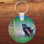 Zwarte kat sleutelhanger (Voorkant)