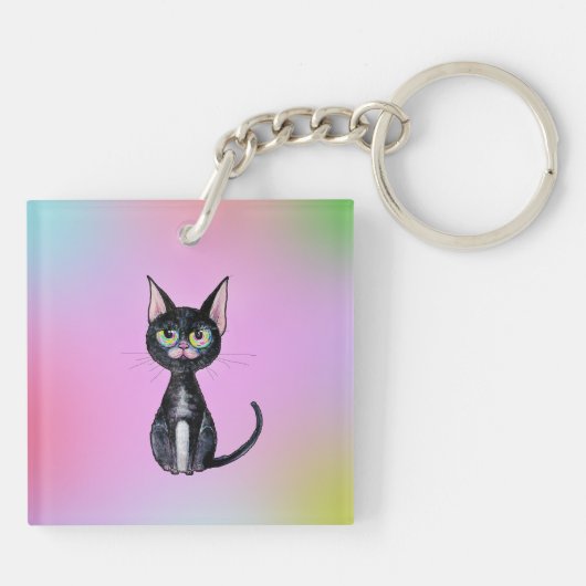 Zwarte Kat Sleutelhanger (Achterkant)