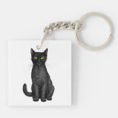 Zwarte kat sleutelhanger (Achterkant)