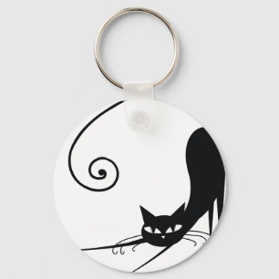 Zwarte kat sleutelhanger
