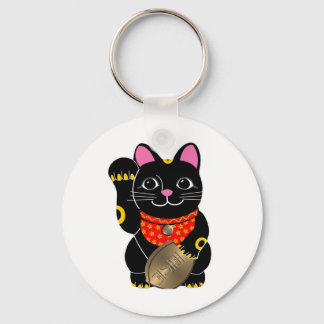 Zwarte kat sleutelhanger