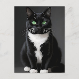 Zwarte Kat Smaragd Ogen Briefkaart