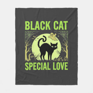 Zwarte Kat Speciale Liefde Halloween Grafisch Fleece Deken