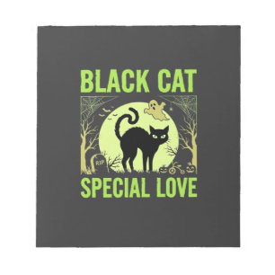Zwarte Kat Speciale Liefde Halloween Grafisch Notitieblok