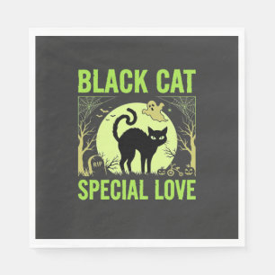 Zwarte Kat Speciale Liefde Halloween Grafisch Servet