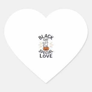 Zwarte Kat Speciale Liefde Halloween Kat Vector De Hart Sticker