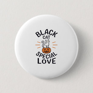 Zwarte Kat Speciale Liefde Halloween Kat Vector De Ronde Button 5,7 Cm