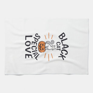Zwarte Kat Speciale Liefde Halloween Kat Vector De Theedoek
