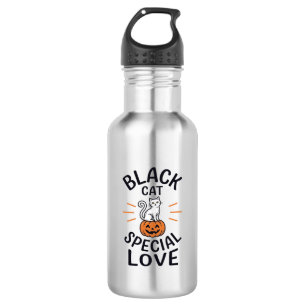 Zwarte Kat Speciale Liefde Halloween Kat Vector De Waterfles