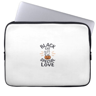 Zwarte Kat Speciale Liefde Halloween Kat Vector On Laptop Sleeve