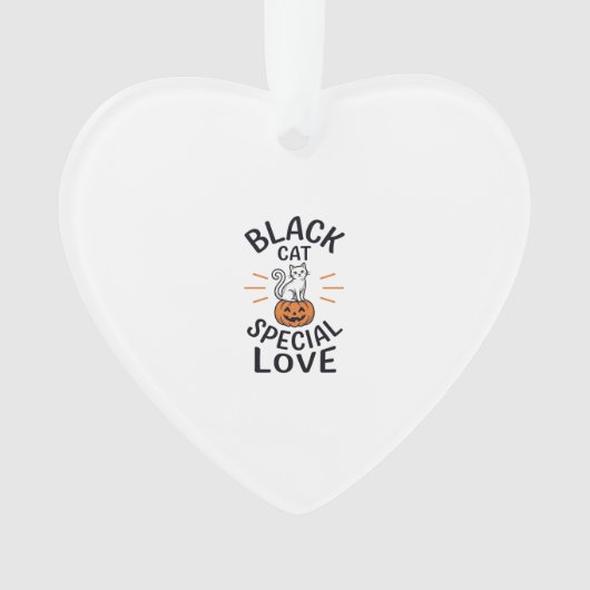 Zwarte Kat Speciale Liefde Halloween Kat Vector On Ornament (voorkant)