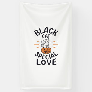 Zwarte Kat Speciale Liefde Halloween Kat Vector On Spandoek
