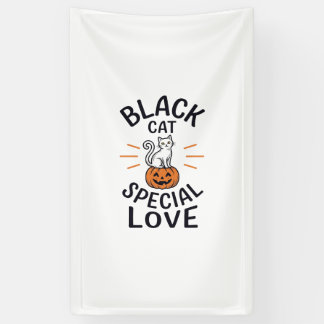 Zwarte Kat Speciale Liefde Halloween Kat Vector On Spandoek