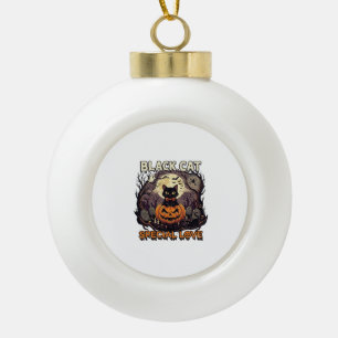 Zwarte Kat Speciale Liefde Halloween Pompoen Volle Keramische Bal Ornament