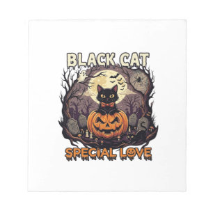 Zwarte Kat Speciale Liefde Halloween Pompoen Volle Notitieblok