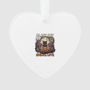 Zwarte Kat Speciale Liefde Halloween Pompoen Volle Ornament