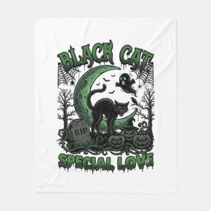 Zwarte Kat Speciale Liefde Haloween Halve Maan Gee Fleece Deken