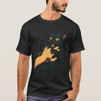 Zwarte Kat Speelt Schattig Kattenliefhebber Katach T-shirt