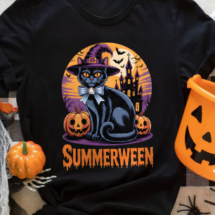Zwarte Kat Spookachtige Cute Kunst Summerween T-shirt