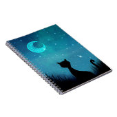 zwarte kat Starry sky Notitieboek (Rechterzijde)