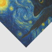 Zwarte Kat Sterrennacht Van Gogh Kat Selfie Tissuepapier (Detail)
