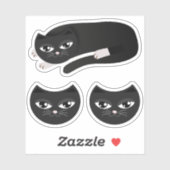 Zwarte kat sticker (Vel)