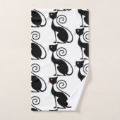 zwarte kat-stijl bad handdoek (Handdoek)