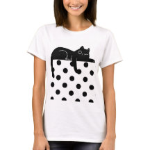 Zwarte kat Stippen T-shirt