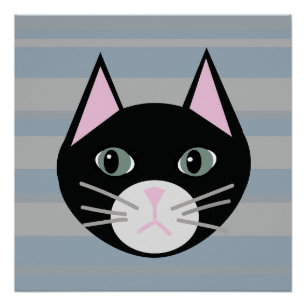 Zwarte kat, strepen perfect poster