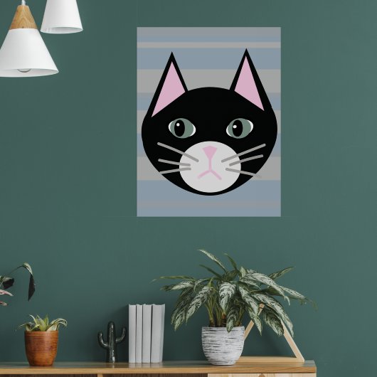 Zwarte kat, strepen poster (Woonkamer 1)